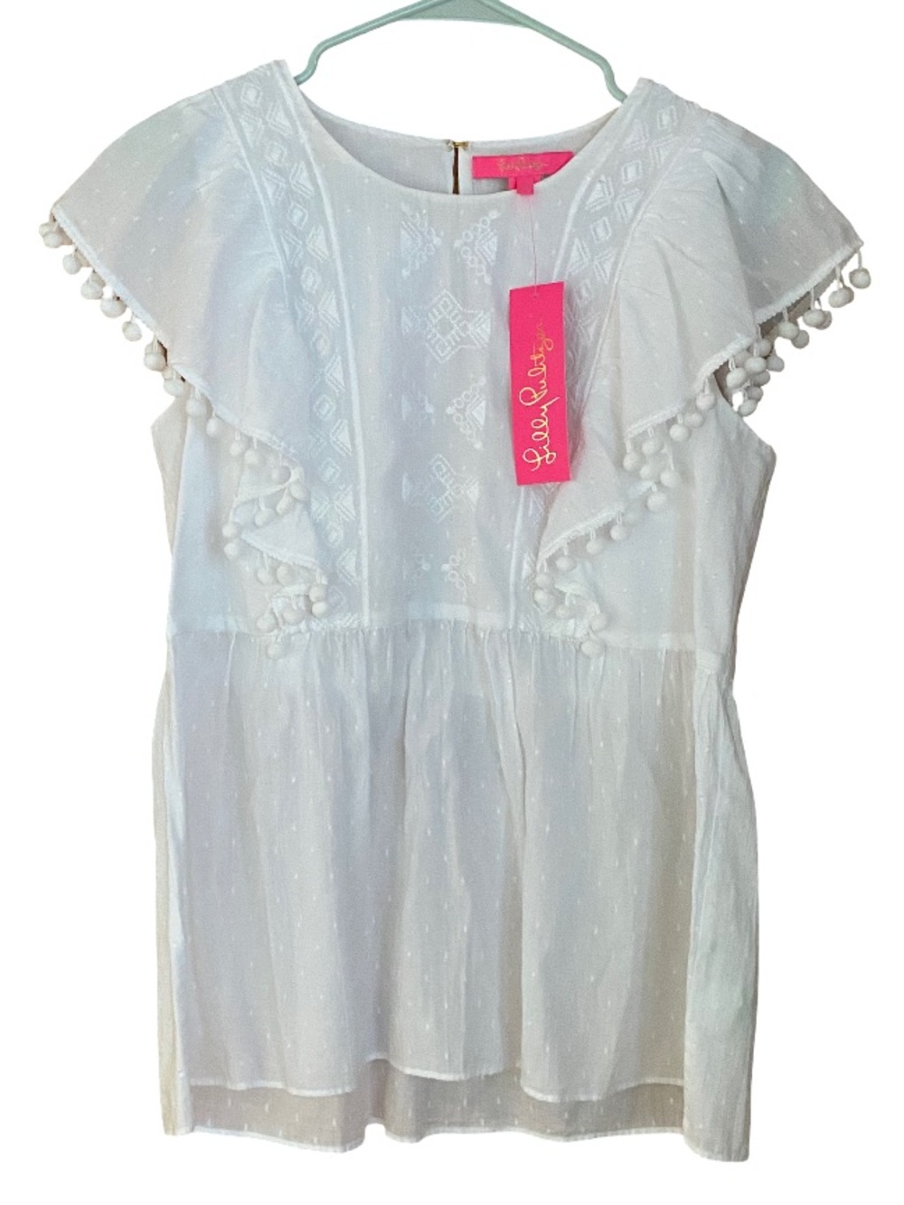 NWT Lilly Pulitzer white Raquelle embroidered 100% cotton boho blouse size small